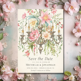 Mooie Waterverf Bloemen Kroonluchter Bruiloft Save The Date