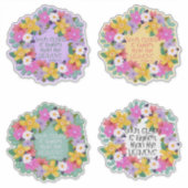 Mooie Waterverf bloemen met Psalm Quote Sticker (Voorkant)