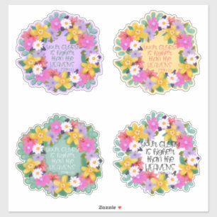 Mooie Waterverf bloemen met Psalm Quote Sticker