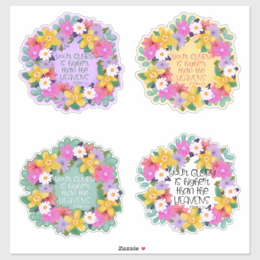 Mooie Waterverf bloemen met Psalm Quote Sticker (Vel)