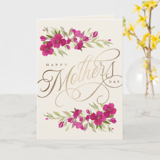 Mooie waterverf bloemen Moederdag script C Kaart (Gele Bloem)