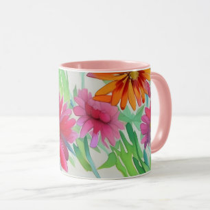 Mooie waterverf bloemen rozeachtig personaliseren mok