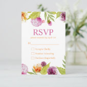 Mooie Waterverf bloemen RSVP Response Kaart (Staand voorkant)