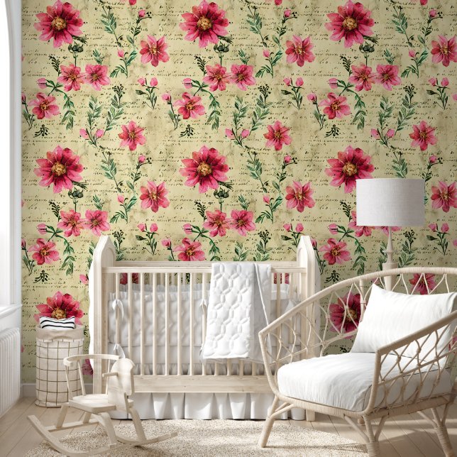 Mooie waterverf  bloemen Schattige Behang (Kinderen)