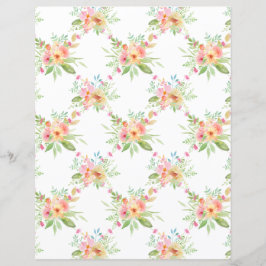 Mooie Waterverf Bloemen Scrapbook Papier Blad