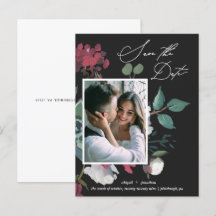 Mooie Waterverf Bloemen Zwart Save the Date
