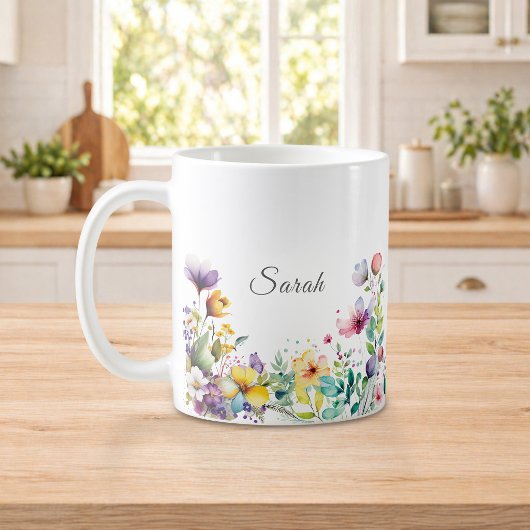 Mooie waterverf bloemenaangepaste mok