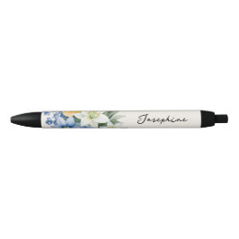 Mooie waterverf bloemenaangepaste naam zwarte inkt pen