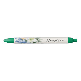 Mooie waterverf bloemenaangepaste naam zwarte inkt pen