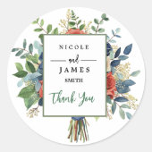 Mooie Waterverf Bloemenboeket Ronde Sticker (Voorkant)