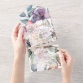 Mooie waterverf bloemenbruiloft all in one uitnodiging (Afscheurbaar)