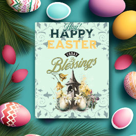 Mooie Waterverf bloemenei Happy Easter Feestdagenkaart