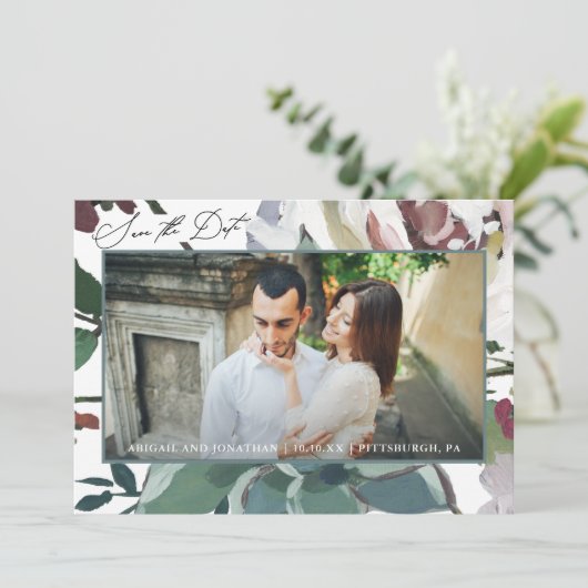 Mooie Waterverf Bloemenfoto Save The Date (Staand voorkant)