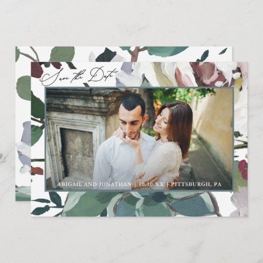 Mooie Waterverf Bloemenfoto Save The Date (Voorkant / Achterkant)