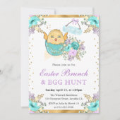 Mooie waterverf bloemenkip in ei Paasbrunch Kaart (Voorkant)