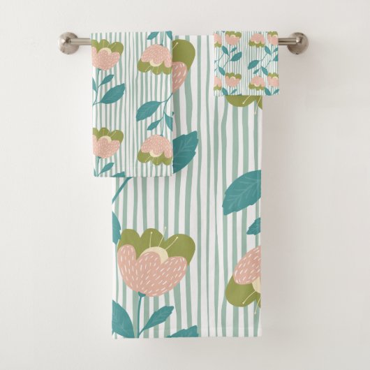 Mooie waterverf bloemenmotief Vrouwelijk Blauw Bad Handdoek (Insitu)