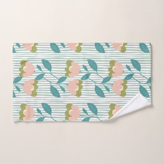 Mooie waterverf bloemenmotief Vrouwelijk Blauw Bad Handdoek (Handdoek)