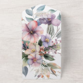 Mooie waterverf bloemenverlovingsfeest all in one uitnodiging (Buitenkant)