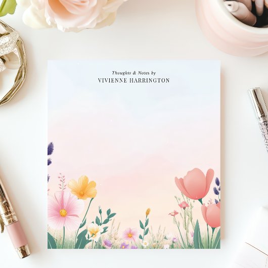 Mooie Waterverf Bloemenweide Persoonlijk Notitieblok