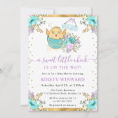 Mooie waterverf bloemige Paas Kuiken Baby Shower Kaart (Voorkant)