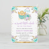 Mooie waterverf bloemige Paas Kuiken Baby Shower Kaart (Staand voorkant)