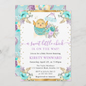 Mooie waterverf bloemige Paas Kuiken Baby Shower Kaart (Voorkant / Achterkant)