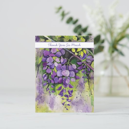 Mooie Waterverf Bloemkaarten van Wisteria Briefkaart (Staand voorkant)