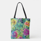 Mooie waterverf bloempatroon tote bag (Achterkant)