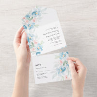 Mooie waterverf blozende rozen en blauwe bloemen