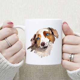 Mooie Waterverf Blue Eyed Australian Shepherd Koffiemok