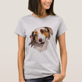 Mooie Waterverf Blue Eyed Australian Shepherd T-shirt (Voorkant)