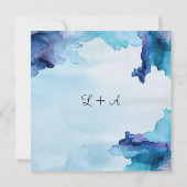 Mooie Waterverf Blue Flat Save The Date Kaart (Achterkant)