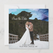 Mooie Waterverf Blue Flat Save The Date Kaart (Voorkant)