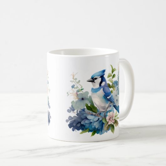 Mooie Waterverf Blue Jay Wrap Koffiemok (Voorkant rechts)