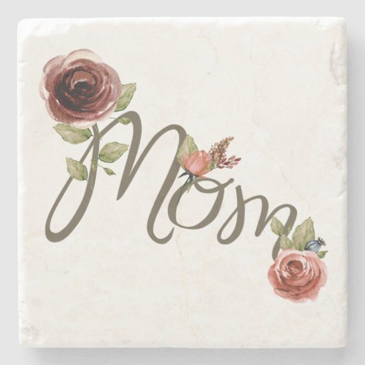 Mooie Waterverf Blush roze rozen Moederdag Stenen Onderzetter (Voorkant)