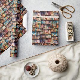 Mooie Waterverf Boeken Bibliotheek Boekenplanken Cadeaupapier