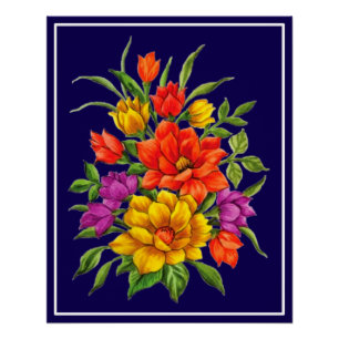 Mooie Waterverf Boeket Bloemen-34123 Perfect Poster