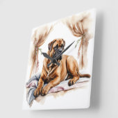 MOOIE WATERVERF BOERBOEL HOND VIERKANTE KLOK (Hoek)