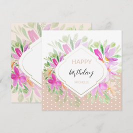 Mooie waterverf boho lila roze bloemen kaart