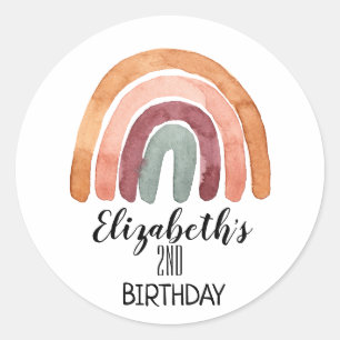 Mooie Waterverf Boho regenboog Verjaardag Ronde Sticker