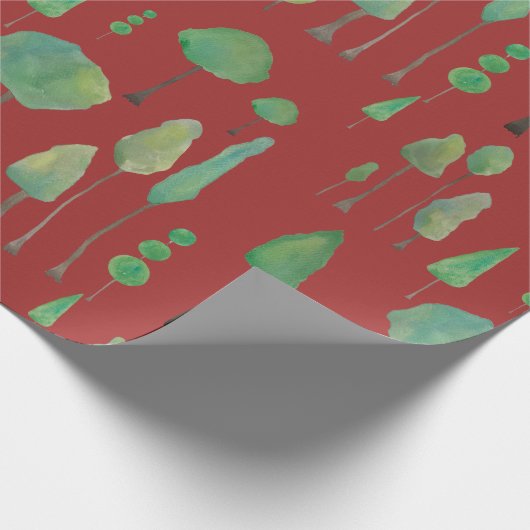 Mooie waterverf bomen cadeaupapier (Hoek)