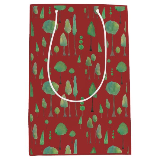 Mooie waterverf bomen medium cadeauzakje (Voorkant)