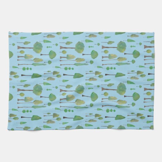 Mooie Waterverf bomen Theedoek (Horizontaal)