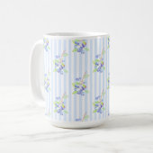 Mooie waterverf bosbes botanische strepenpatroon koffiemok (Voorkant links)