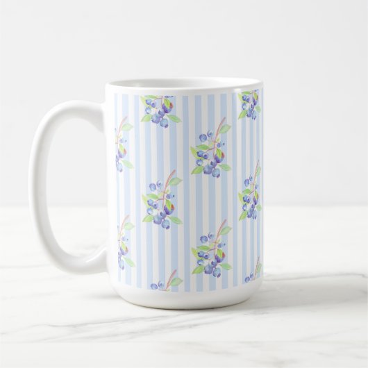 Mooie waterverf bosbes botanische strepenpatroon koffiemok (Links)
