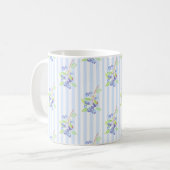 Mooie waterverf bosbes botanische strepenpatroon koffiemok (Voorkant links)