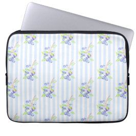 Mooie waterverf bosbes botanische strepenpatroon laptop sleeve