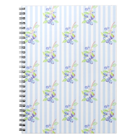 Mooie waterverf bosbes botanische strepenpatroon notitieboek (Voorkant)