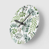 Mooie Waterverf Botanische bladeren Ronde Klok (Hoek)