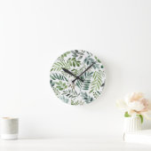 Mooie Waterverf Botanische bladeren Ronde Klok (Huis)